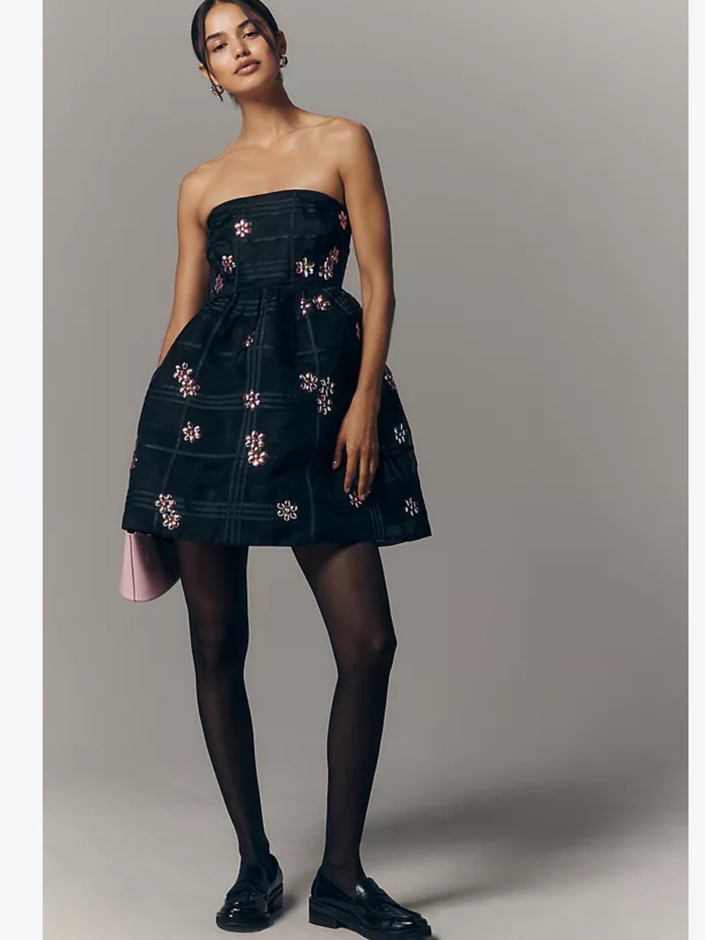 Nwt Maeve Black Floral Appliqué Spaghetti Strap Dress
